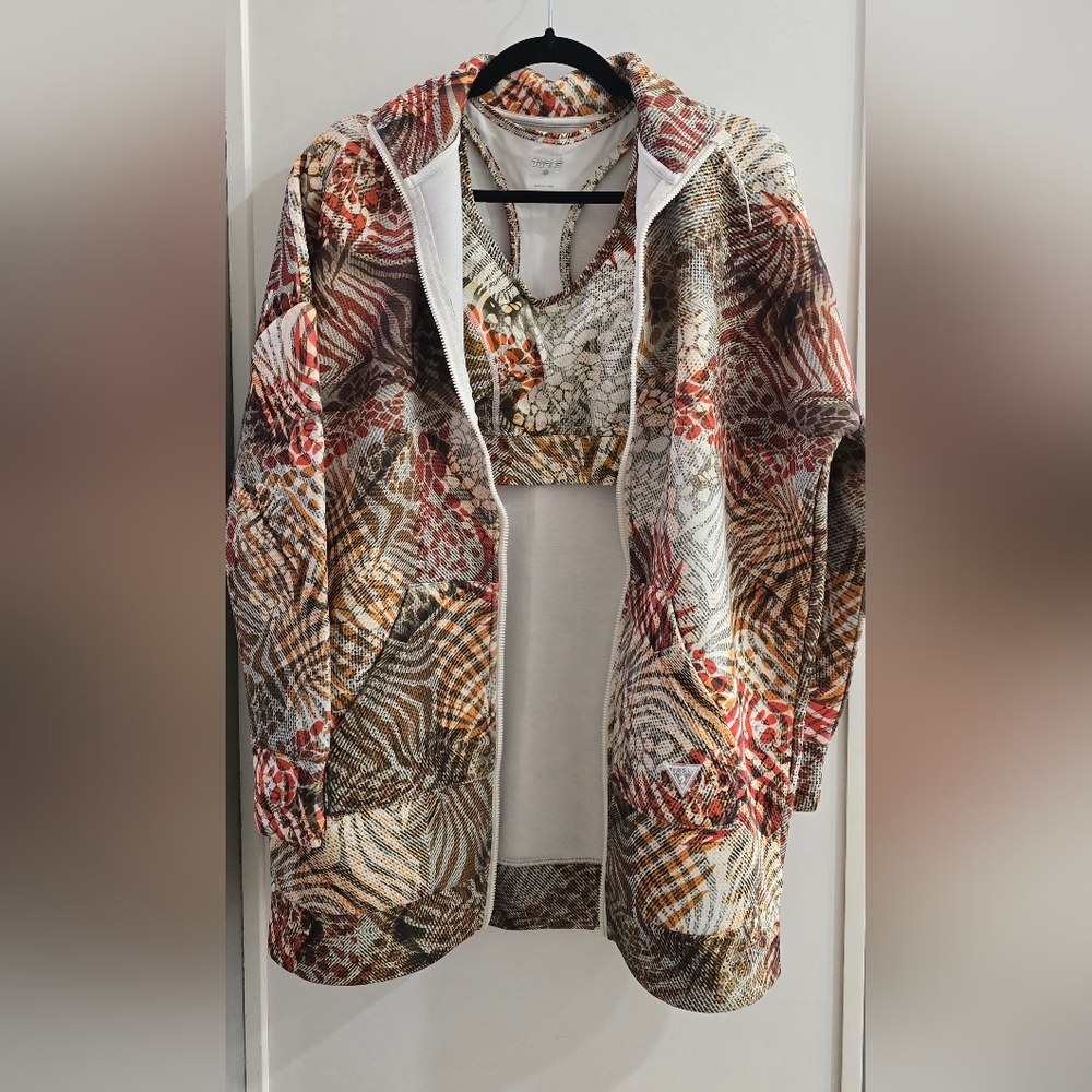 Guess White and Orange Patterned Apparel